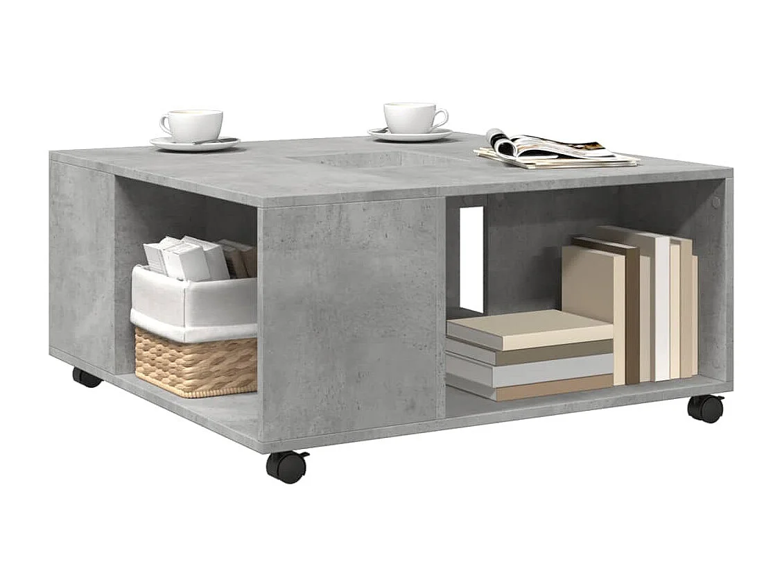 Tavolino da Salotto Grigio Cemento 80x80x40 cm in Truciolato