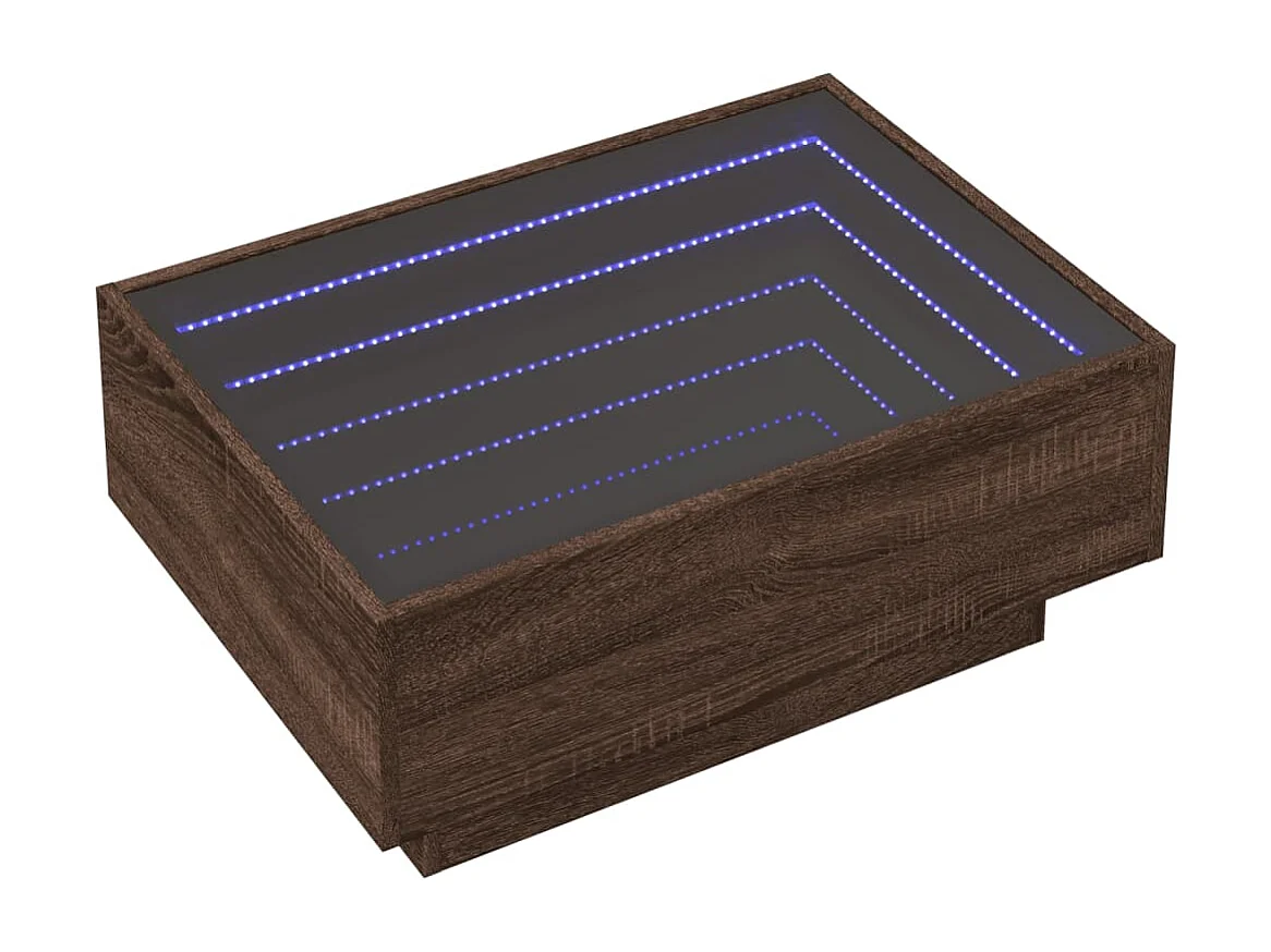 Table basse avec LED chêne marron 70x50x30 cm bois d'ingénierie