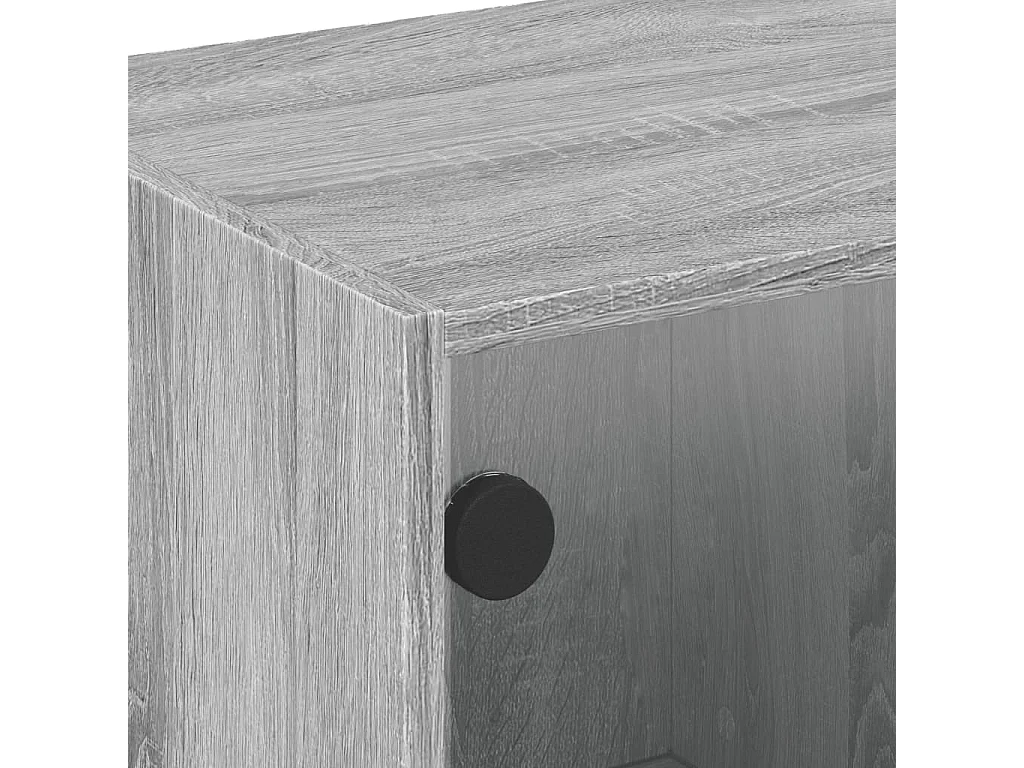 Mesa de centro c/ portas de vidro 68x50x42 cm cinza sonoma