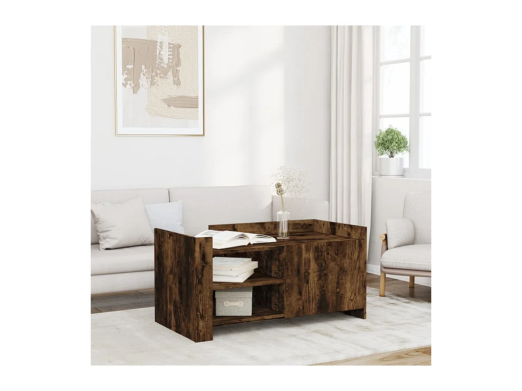 Table basse chêne fumé 100x50x50 cm bois d'ingénierie