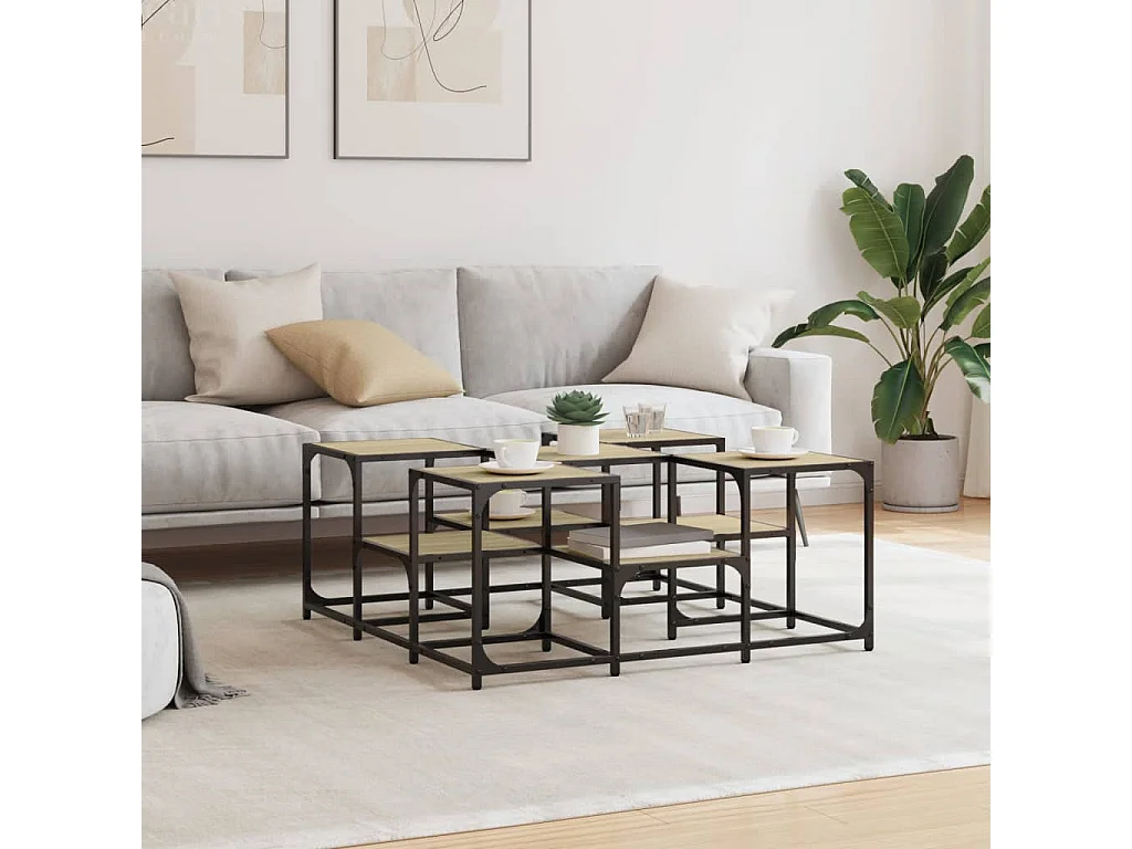 Table basse chêne sonoma 91x91x40 cm bois d'ingénierie