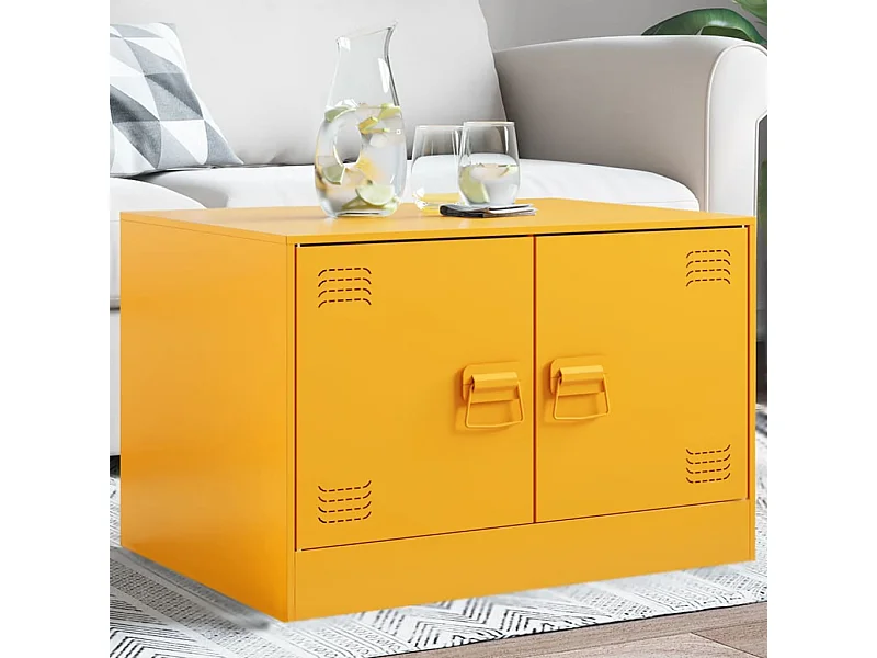 Table basse Jaune moutarde 67x50x44 cm acier
