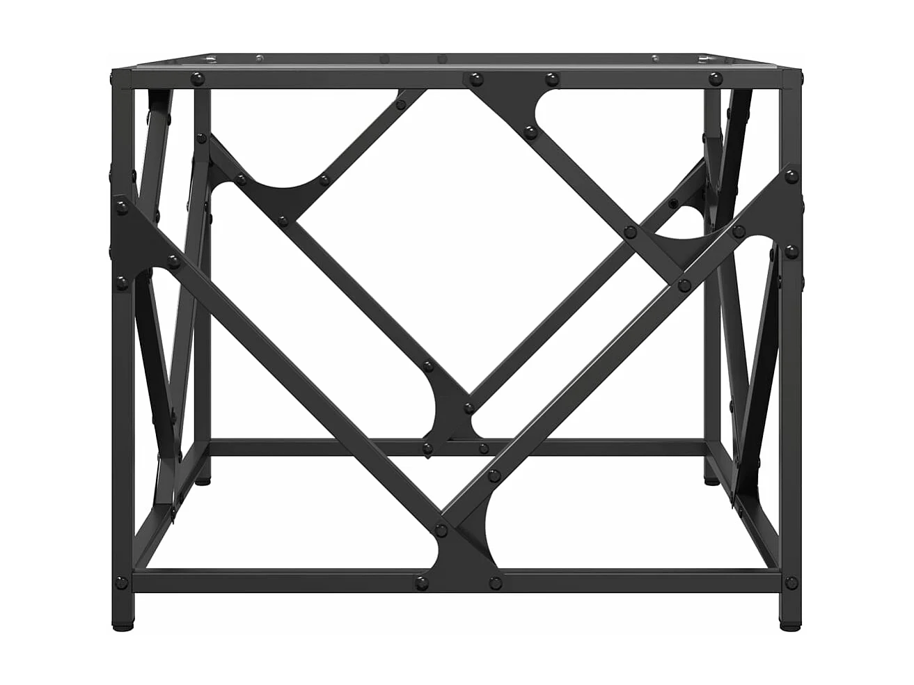 Mesa de centro de acero y tapa vidrio transparente 50x50x41 cm