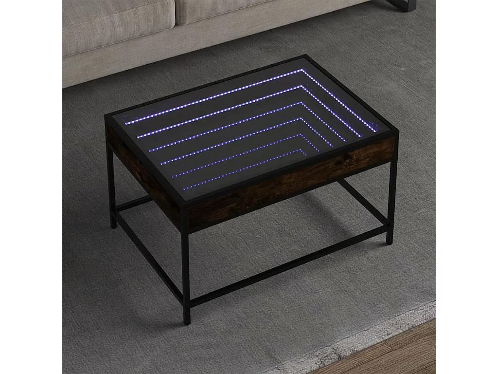 Mesa de centro con Infinity LED roble ahumado 70x50x41 cm
