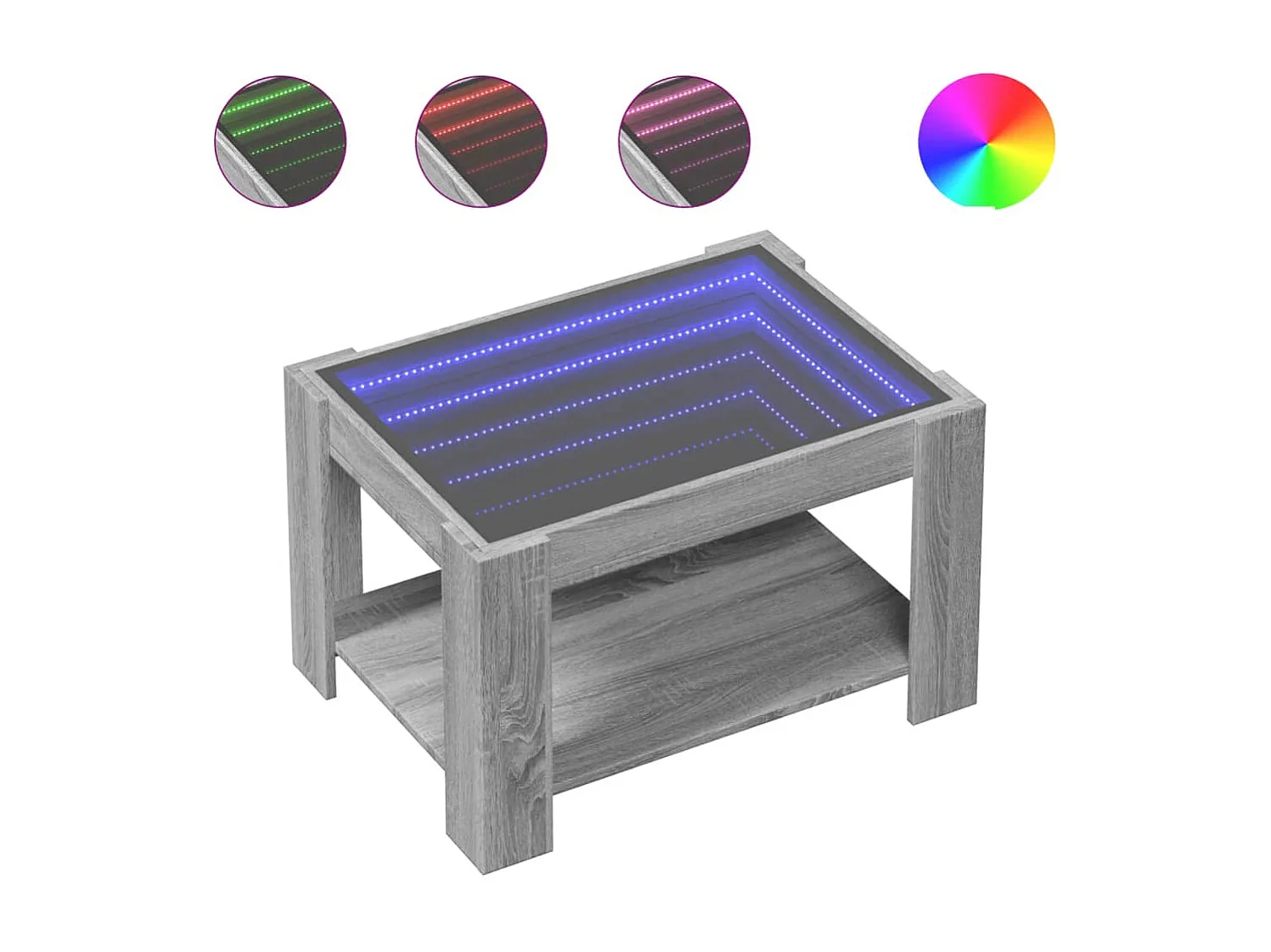 Table basse avec LED sonoma gris 73x53x45 cm bois d'ingénierie