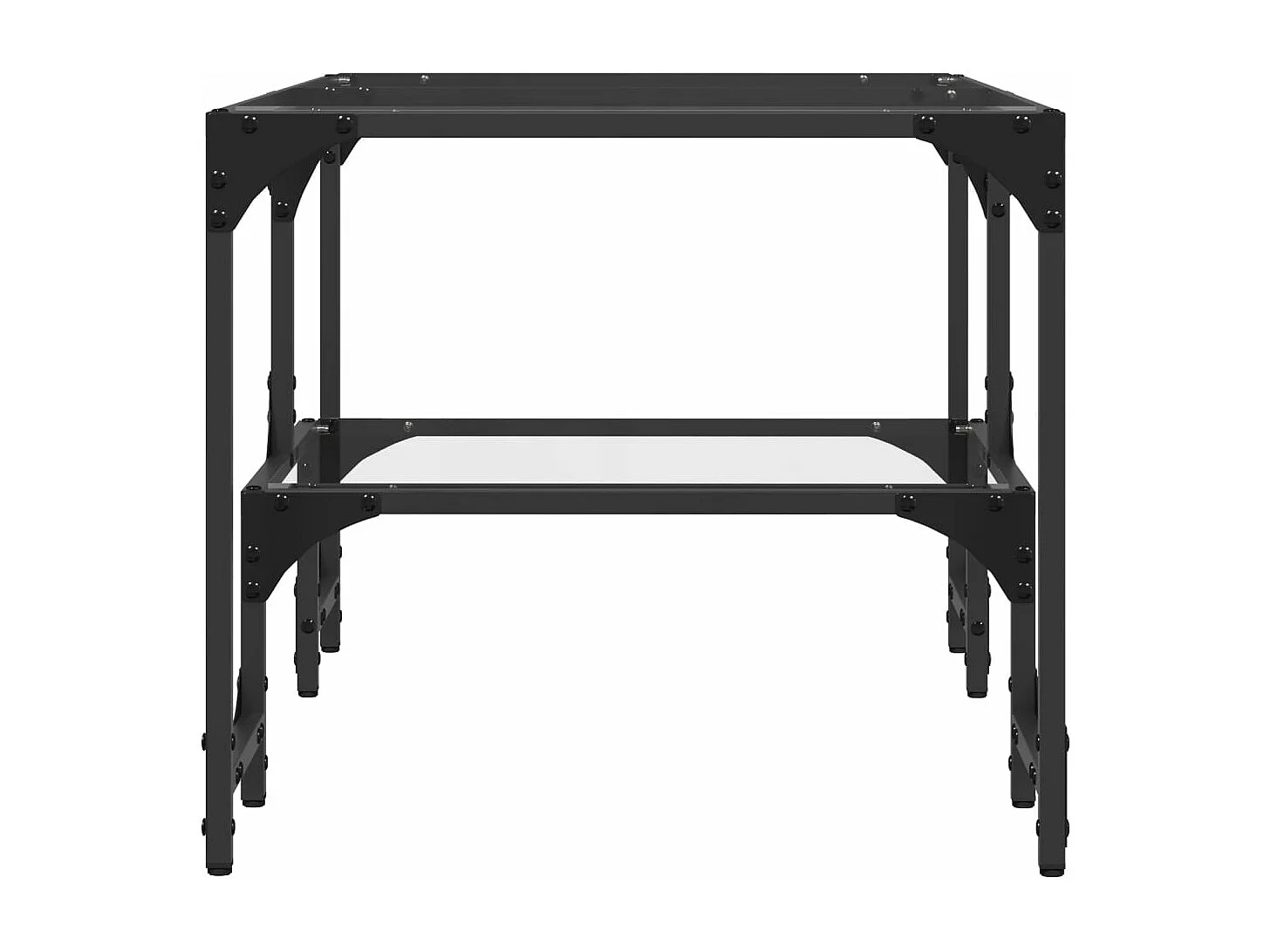 Mesa de centro c/ topo em vidro transparente 98,5x50x45 cm aço