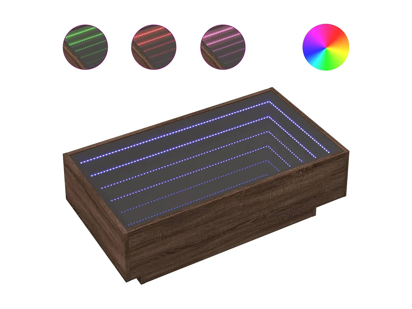 Tavolino Salotto con LED Rovere Marrone 90x50x30 cm Multistrato