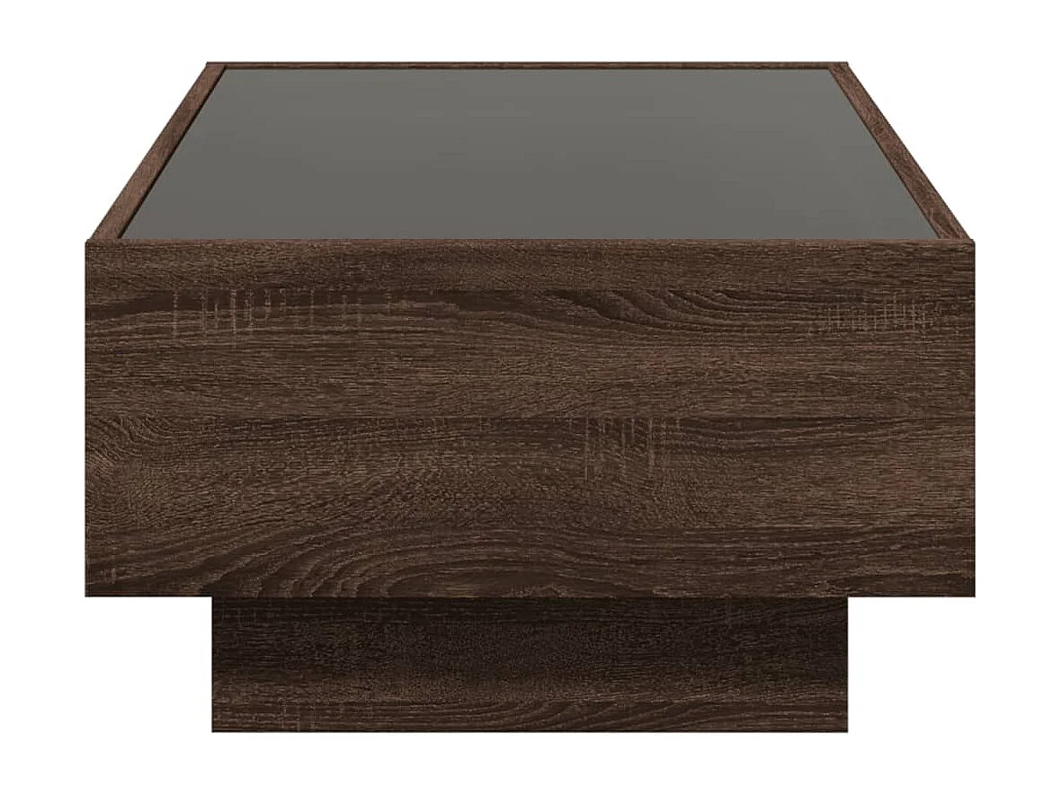 Tavolino Salotto con LED Rovere Marrone 90x50x30 cm Multistrato