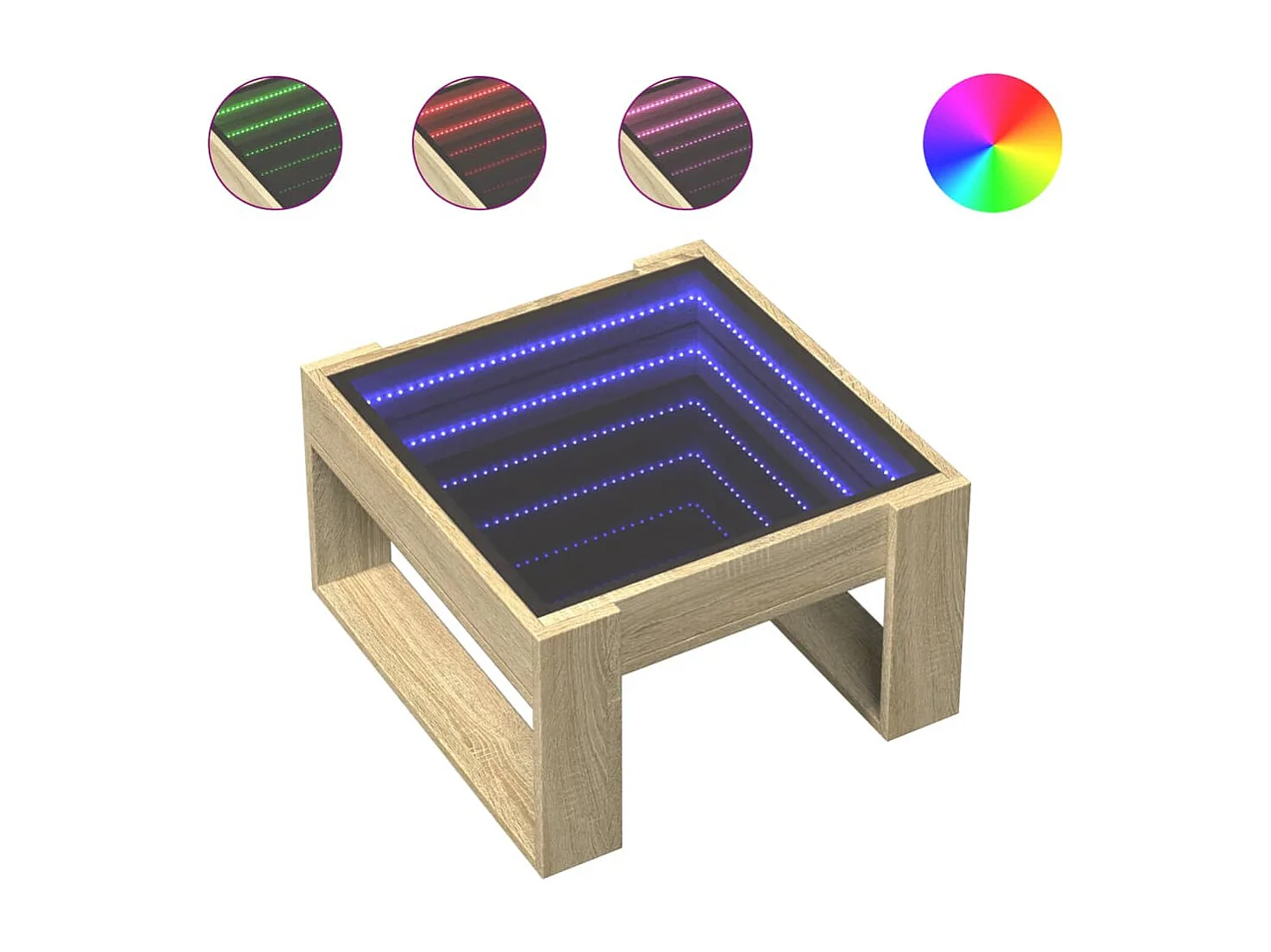 Tavolino da Salotto con LED Infinity Rovere Sonoma 50x53x30 cm