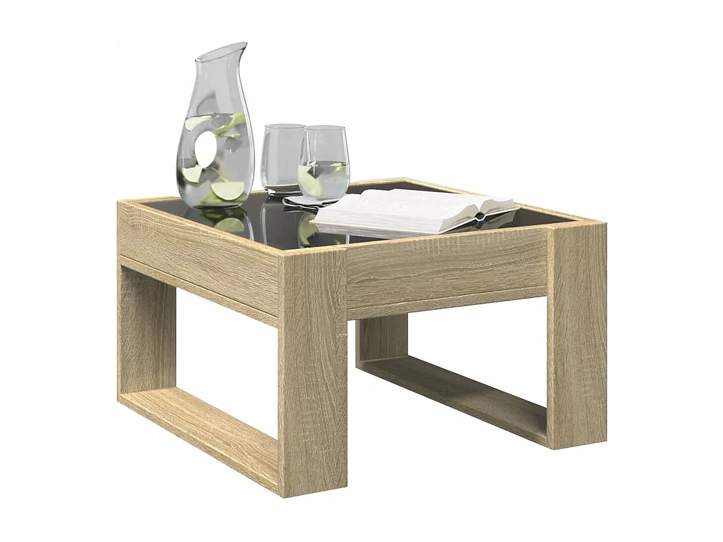 Tavolino da Salotto con LED Infinity Rovere Sonoma 50x53x30 cm