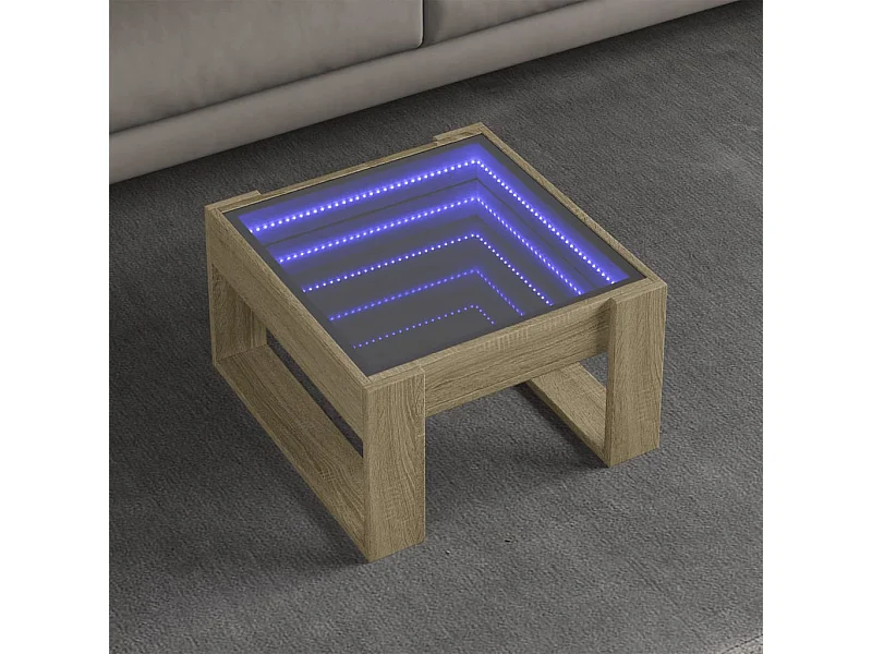 Tavolino da Salotto con LED Infinity Rovere Sonoma 50x53x30 cm