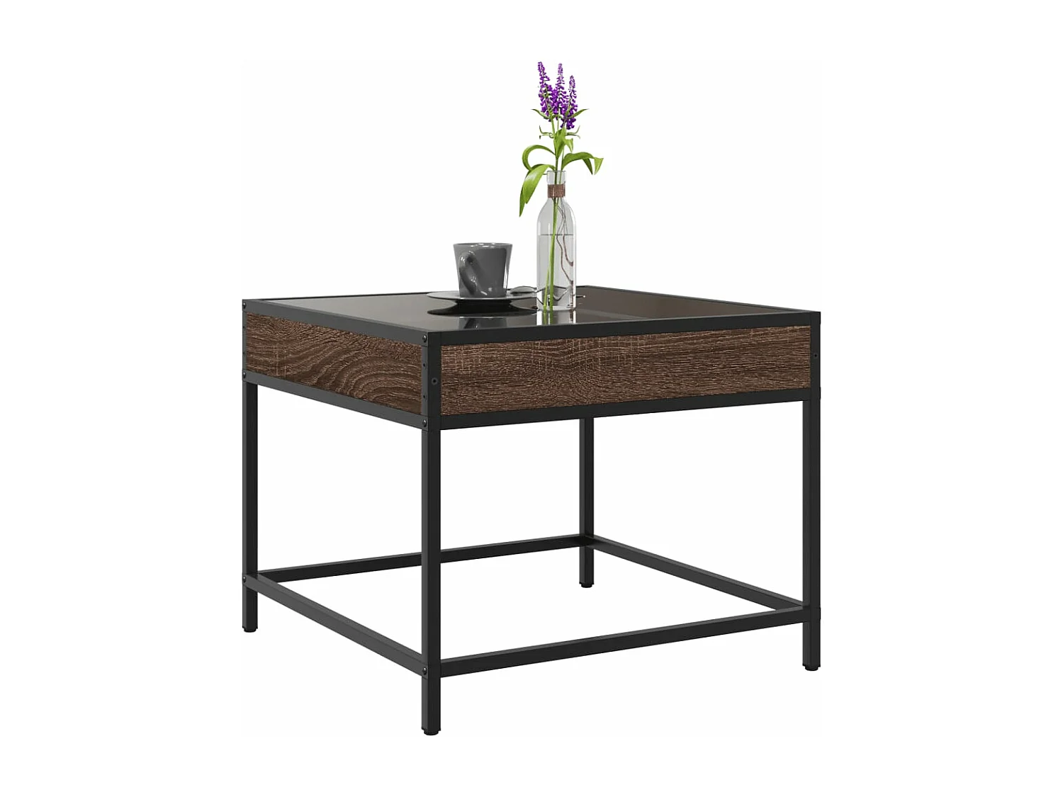 Table basse avec LED Infinity chêne marron 50x50x41 cm