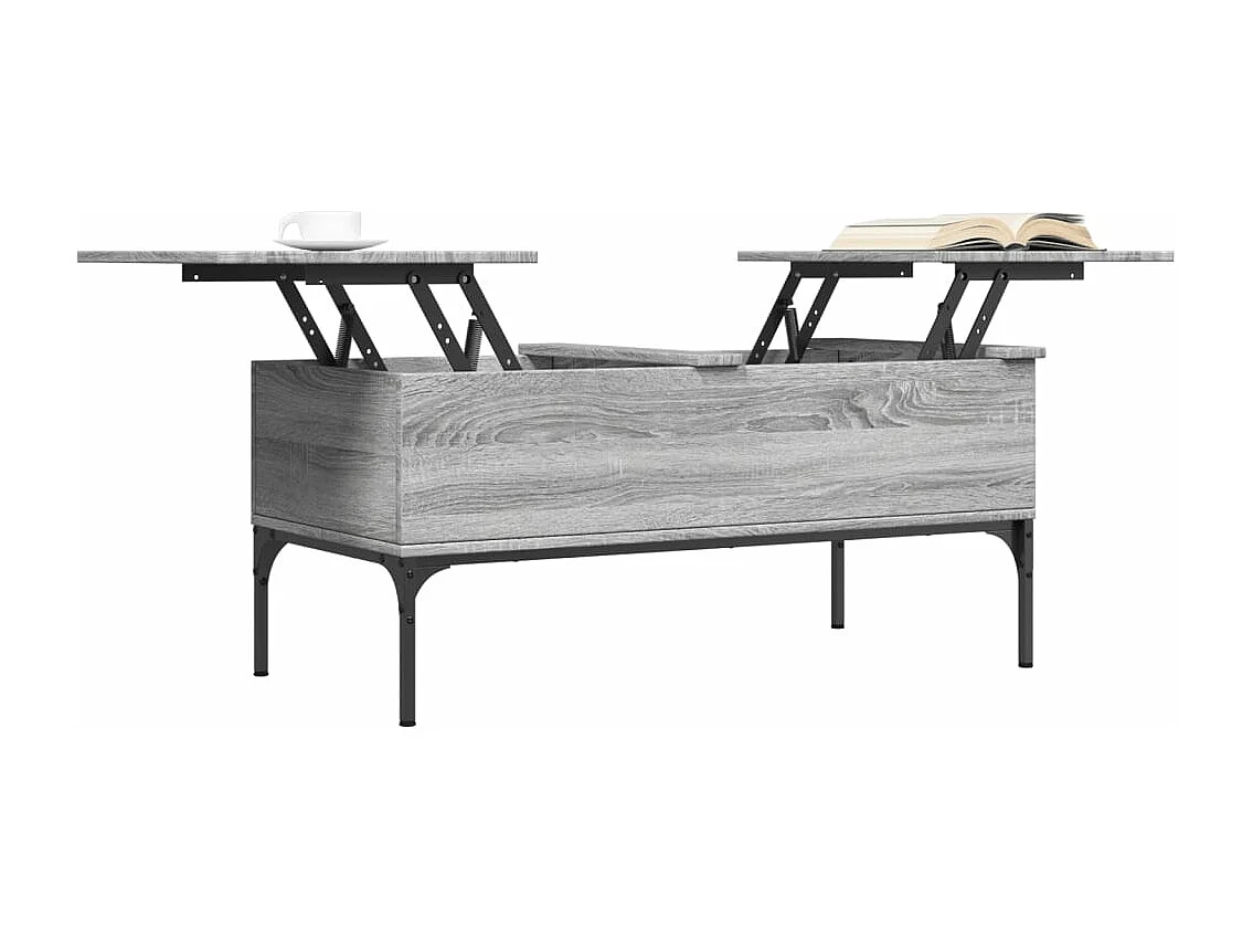 Table basse sonoma gris 100x50x45 cm bois d'ingénierie et métal