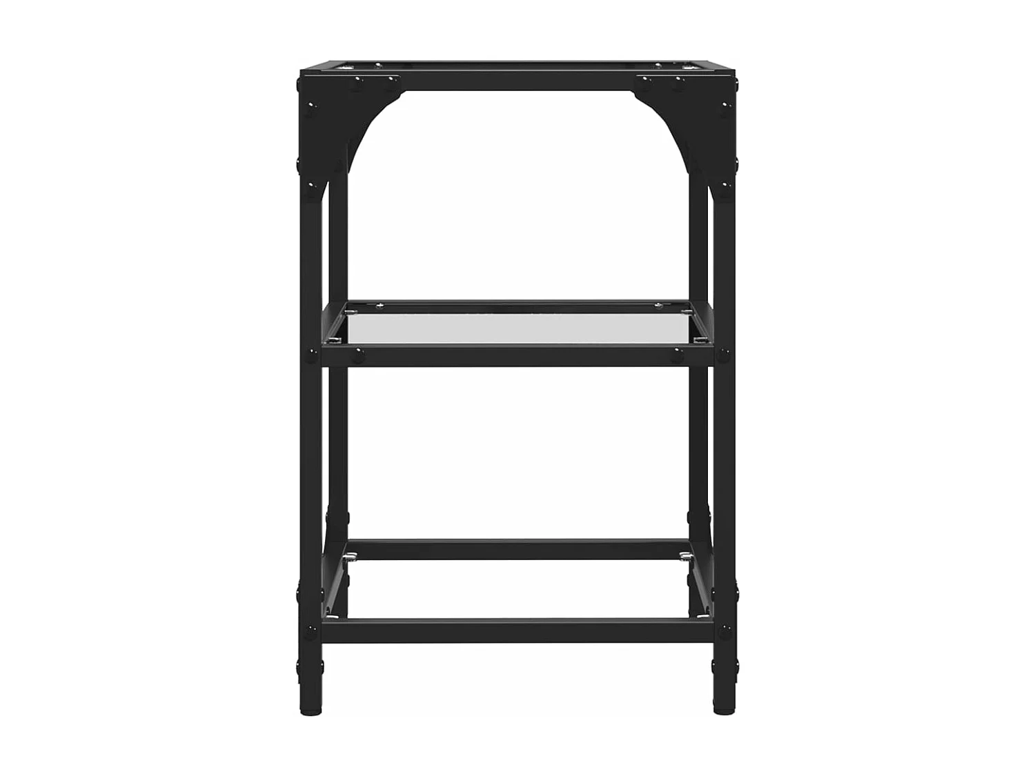 Tavolini con Piano in Vetro Trasparente 2 pz 30x30x45cm Acciaio