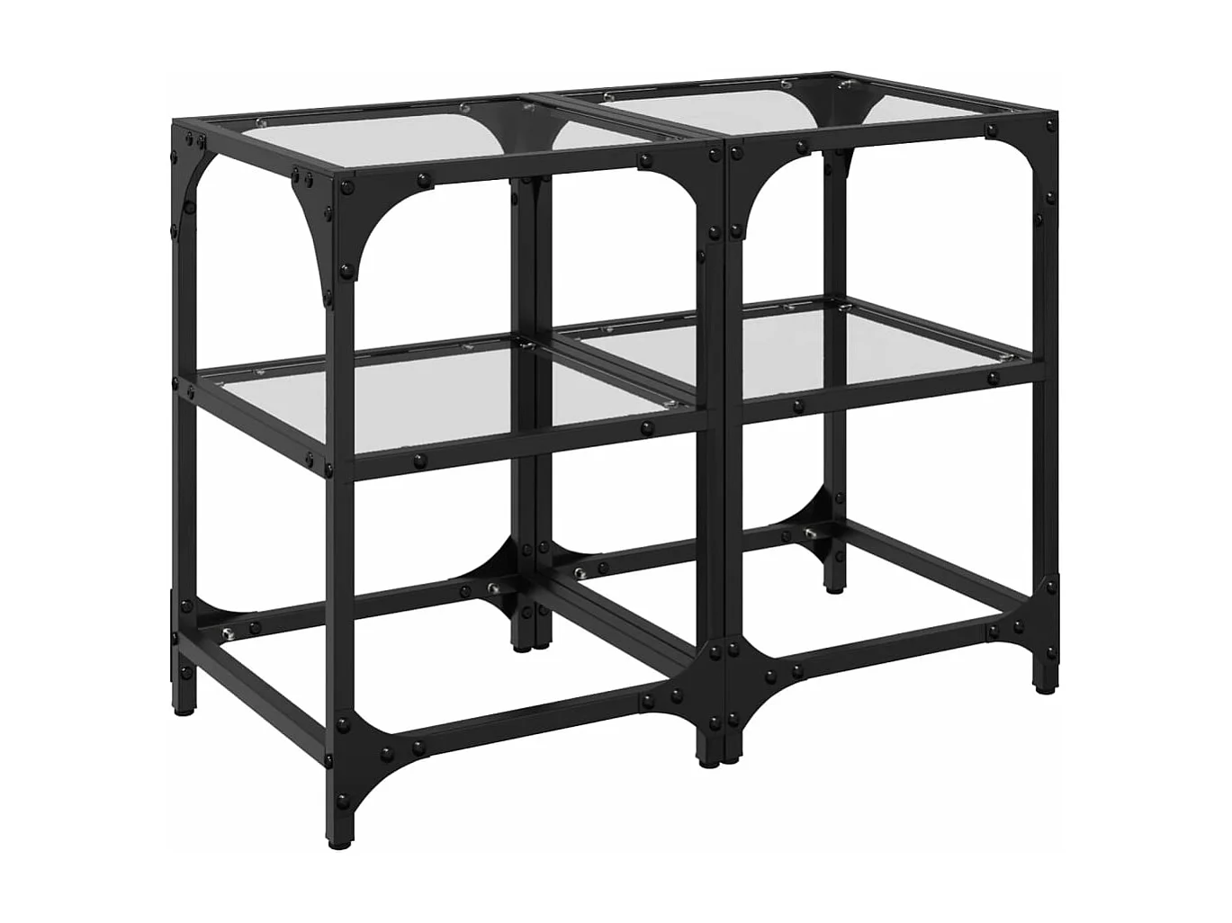 Tables basses avec dessus en verre transparent 2 pcs acier