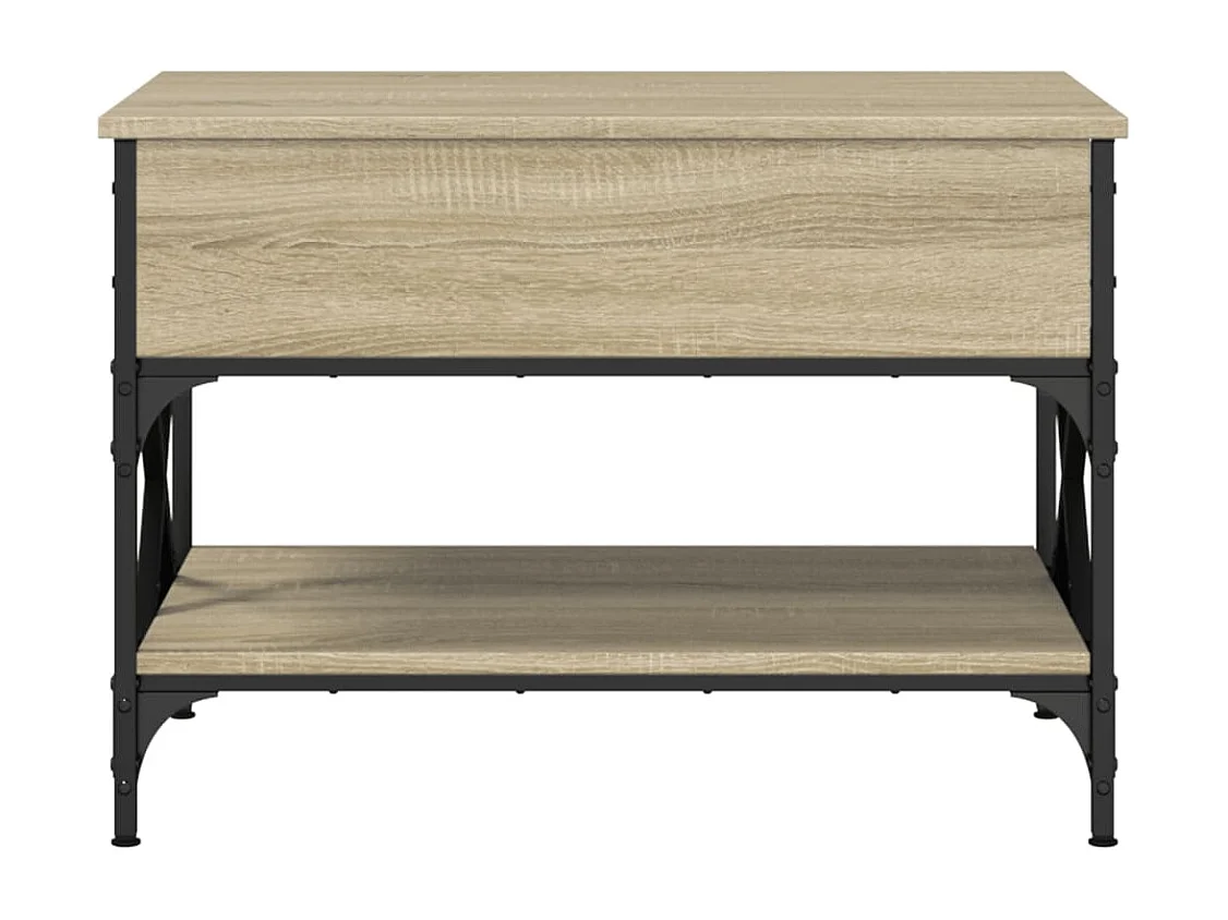 Mesa de centro madera ingeniería metal roble Sonoma 70x50x50 cm