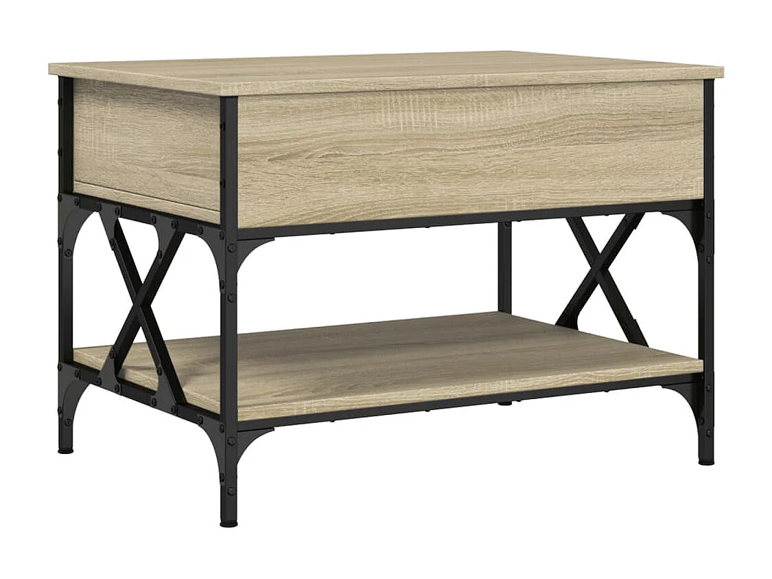Mesa de centro madera ingeniería metal roble Sonoma 70x50x50 cm