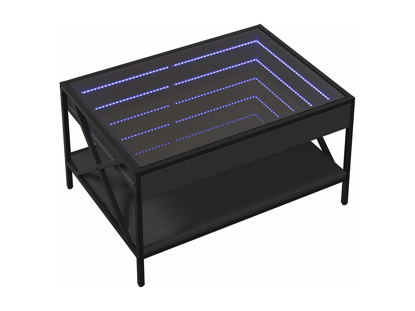 Mesa de centro luzes LED Infinity 70x50x38 cm preto