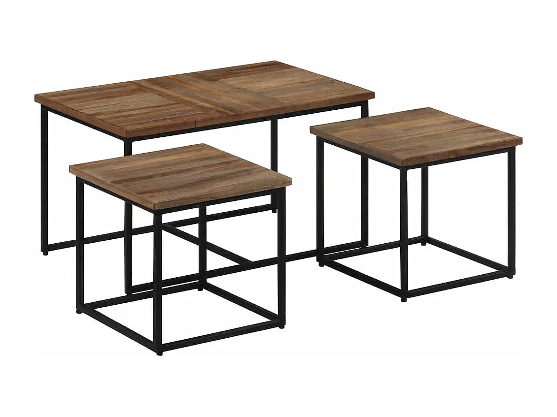 Satztische 3 Stk. Massivholz Teak