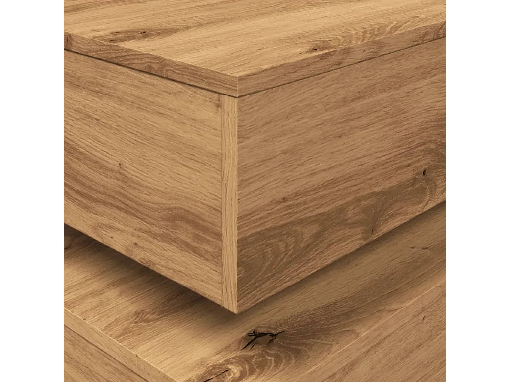 Table basse avec lumières LED chêne artisanal 50x50x40 cm