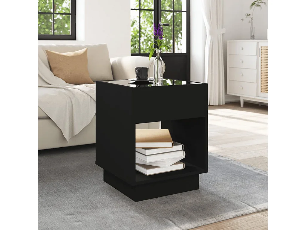 Tavolino da Salotto con LED Infinity Nero 40x40x50 cm