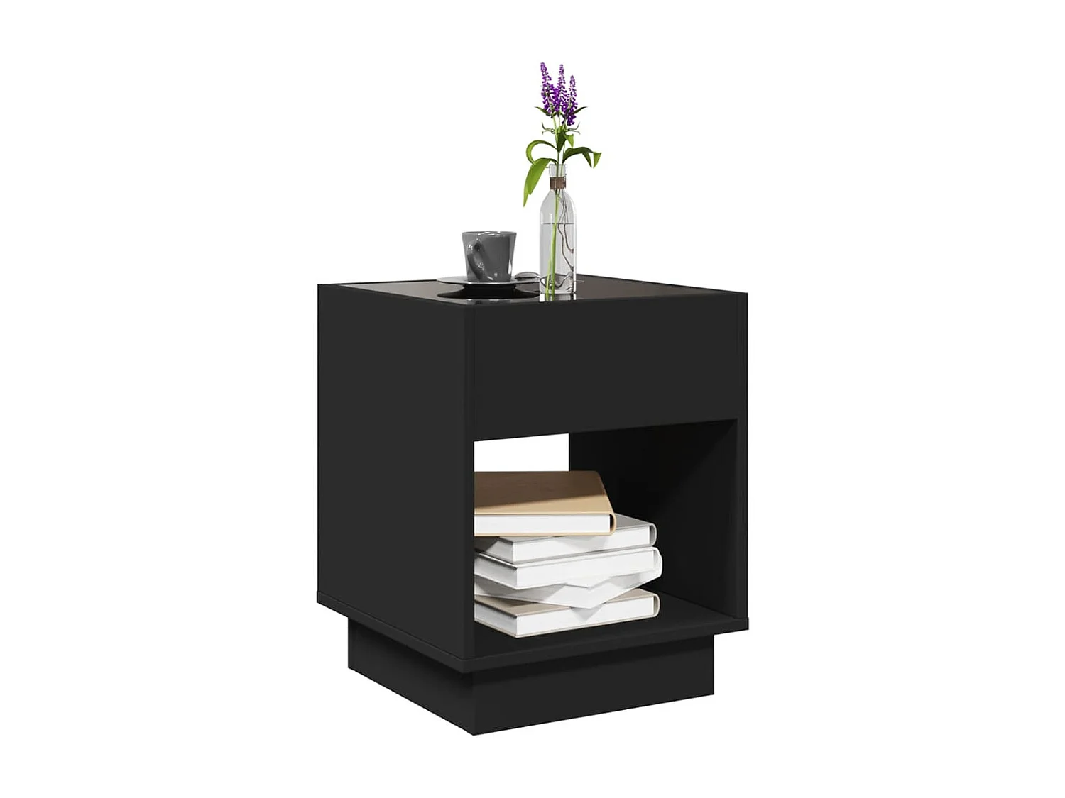 Tavolino da Salotto con LED Infinity Nero 40x40x50 cm