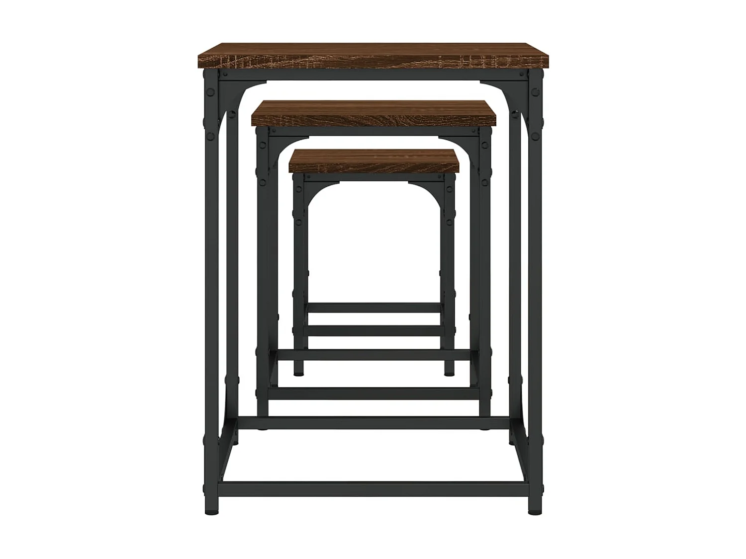 Tavolini Impilabili 3 pz Rovere Marrone in Legno Multistrato