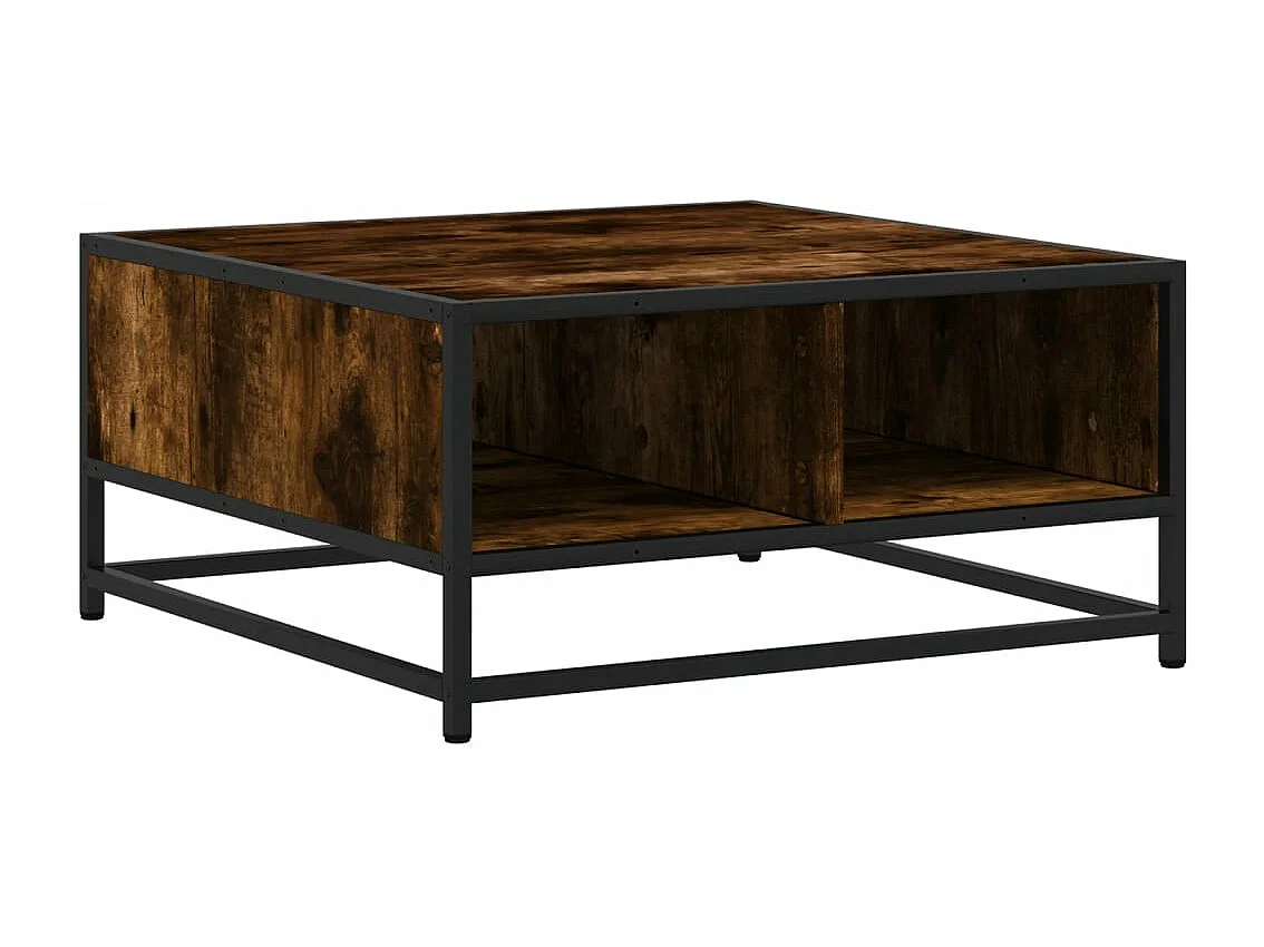 Tavolino Rovere Fumo 60,5x60,5x30 cm in Truciolato e Metallo