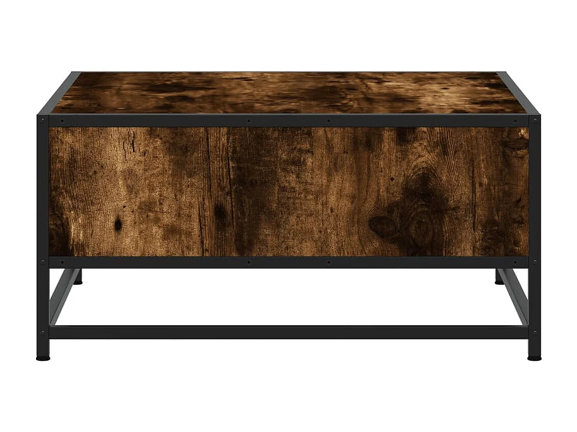 Table basse chêne fumé 60,5x60,5x30 cm bois d'ingénierie/métal