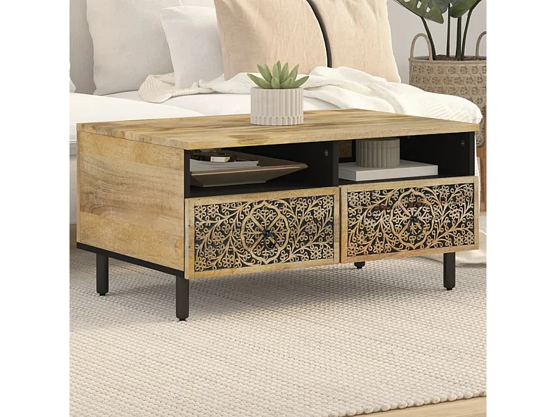 Couchtisch 80x54x40 cm Massivholz Mango