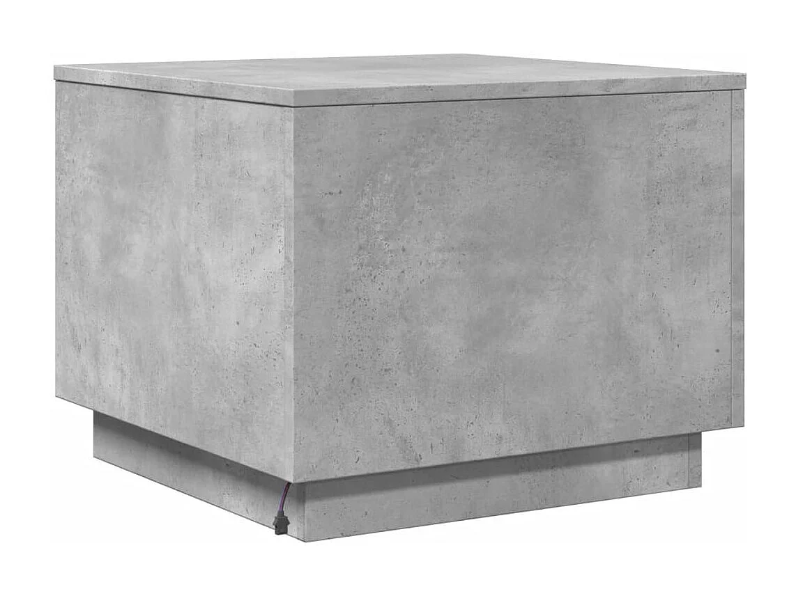 Tavolino da Salotto con Luci LED Grigio Cemento 50x50x40 cm