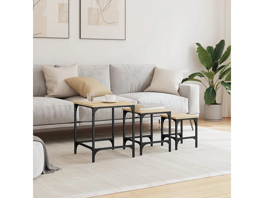 Tables basses gigognes 3 pcs chêne sonoma bois d'ingénierie