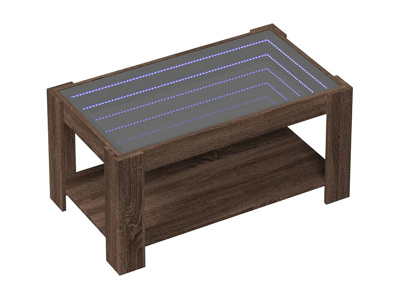 Mesa de centro y LED madera ingeniería marrón roble 93x53x45 cm