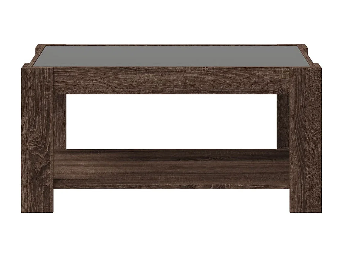 Mesa de centro y LED madera ingeniería marrón roble 93x53x45 cm
