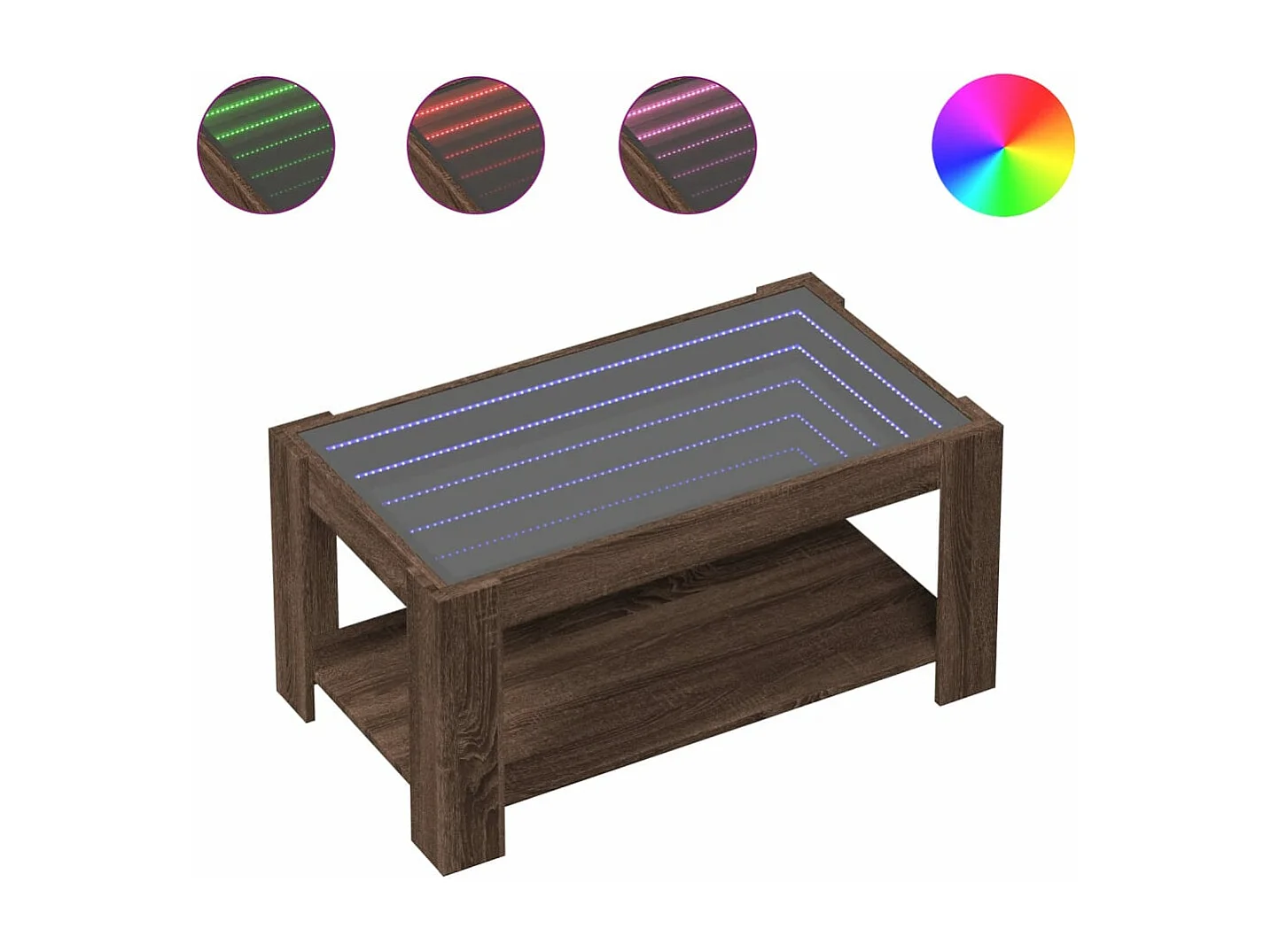 Table basse avec LED chêne marron 93x53x45 cm bois d'ingénierie