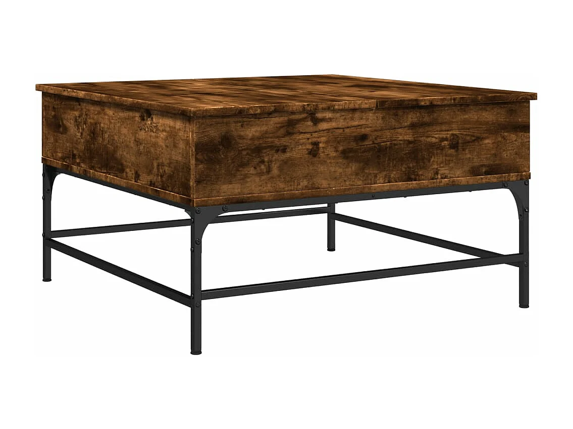 Tavolino Salotto Rovere Fumo 80x80x45 cm Multistrato e Metallo