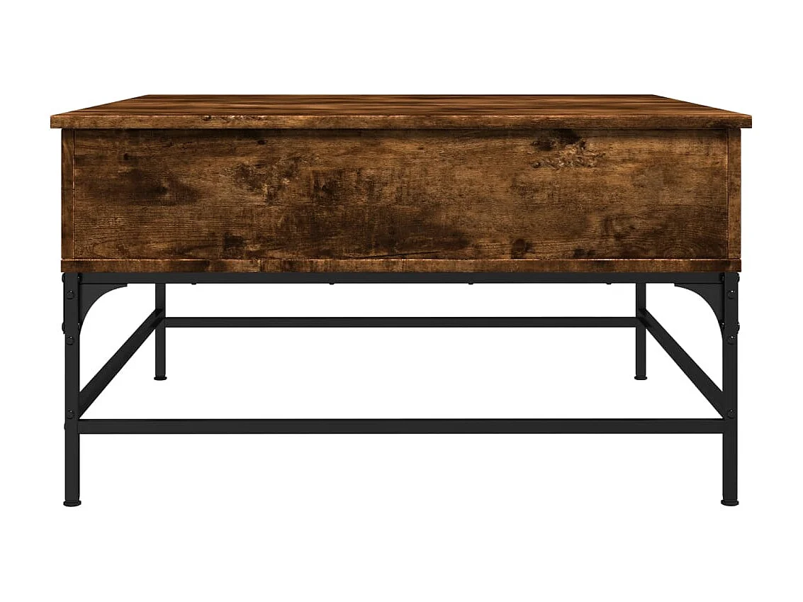 Tavolino Salotto Rovere Fumo 80x80x45 cm Multistrato e Metallo