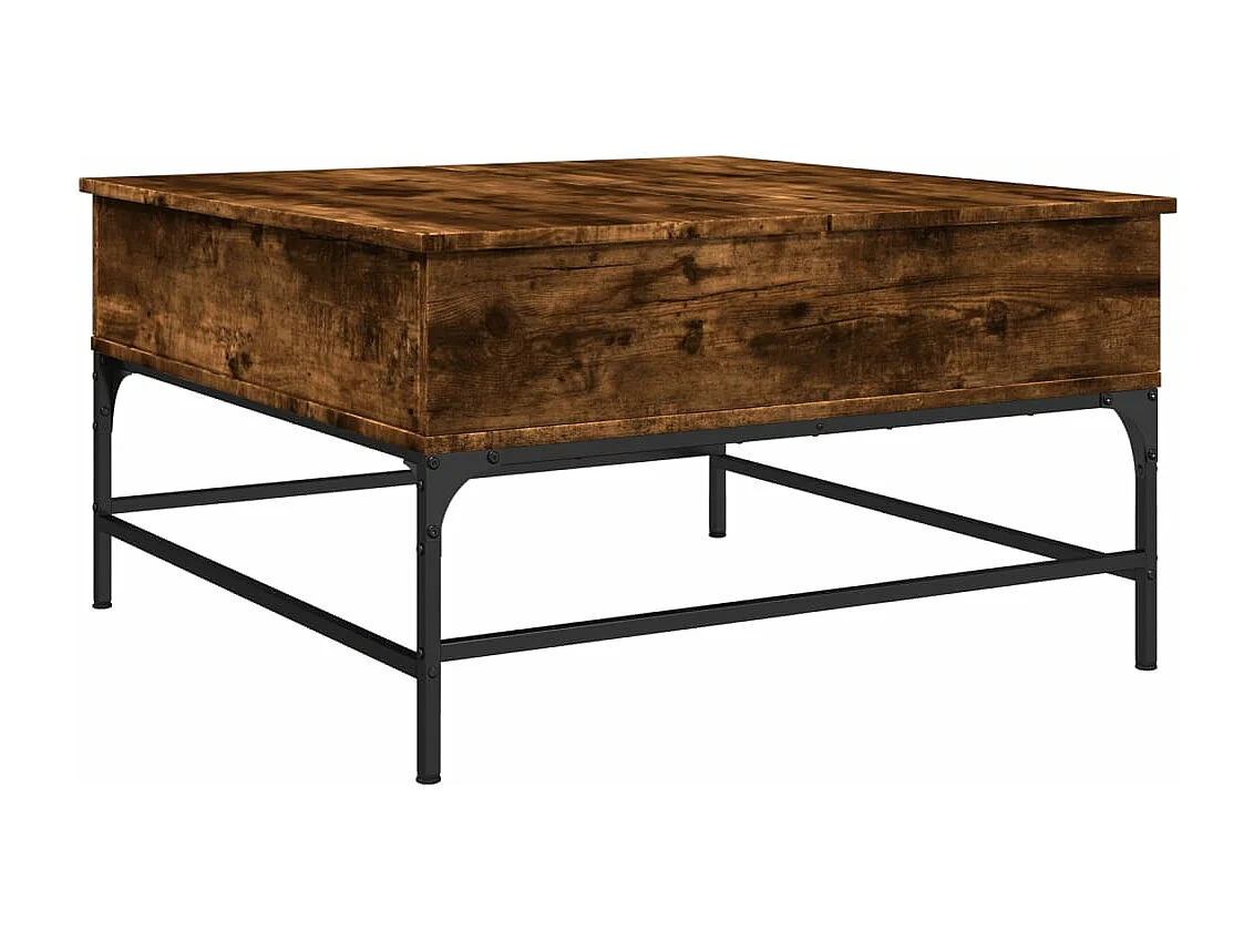 Tavolino Salotto Rovere Fumo 80x80x45 cm Multistrato e Metallo