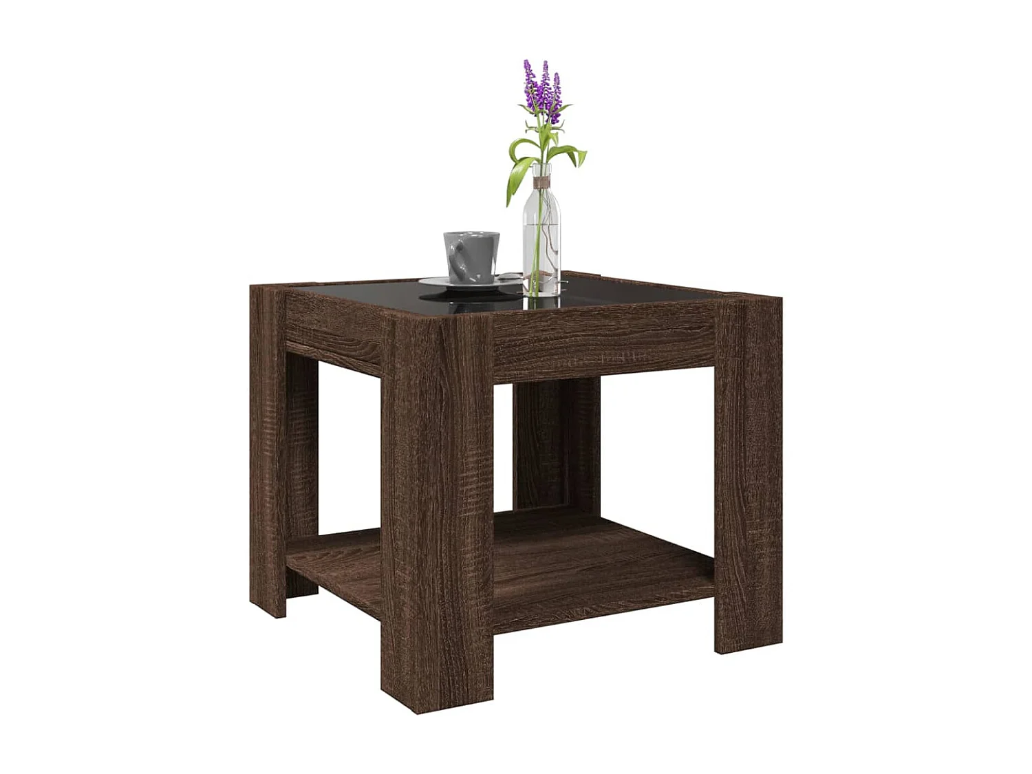 LED-Couchtisch Braun Eichen-Optik 53x53x45 cm Holzwerkstoff