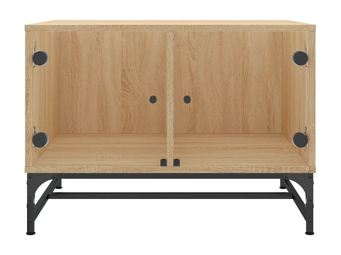 Table basse avec portes en verre chêne sonoma 68,5x50x50 cm