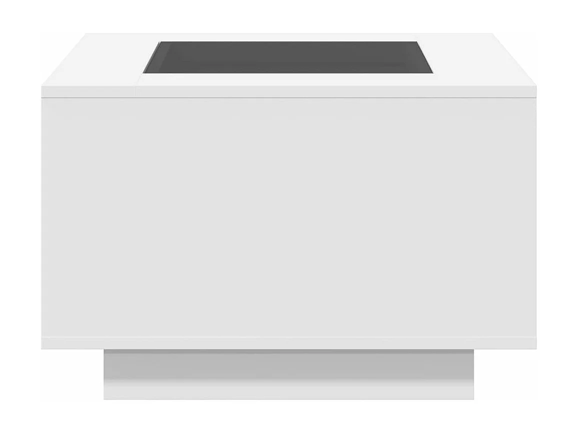 Mesa de centro c/LEDs 60x60x40cm contraplacado branco brilhante