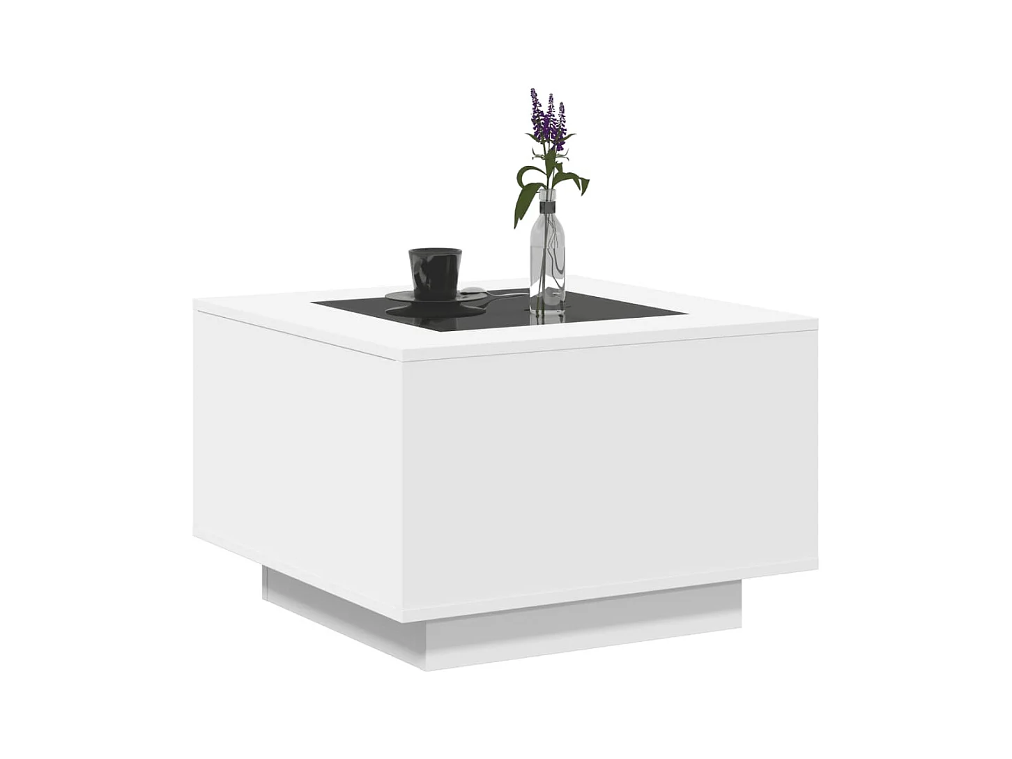 Table basse avec LED blanc 60x60x40 cm bois d'ingénierie
