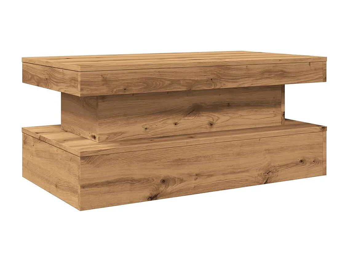 Table basse avec lumières LED chêne artisanal 90x50x40 cm