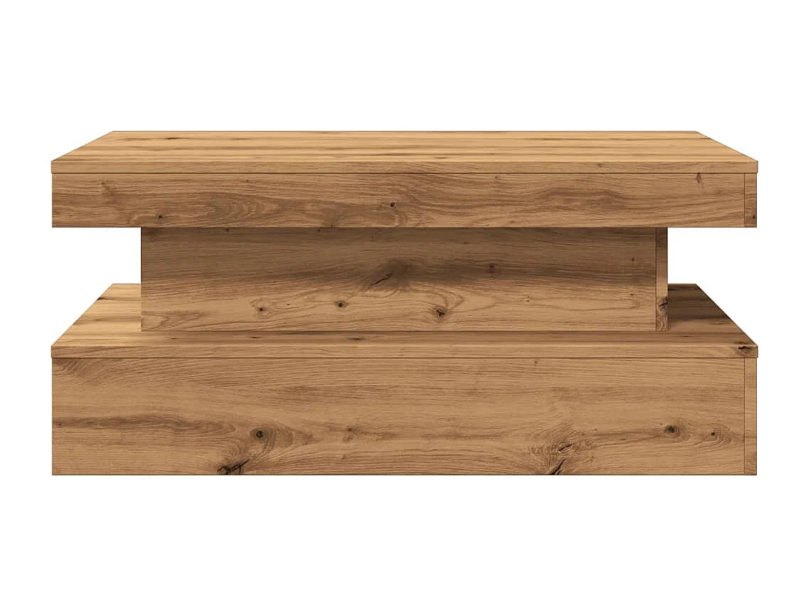 Table basse avec lumières LED chêne artisanal 90x50x40 cm