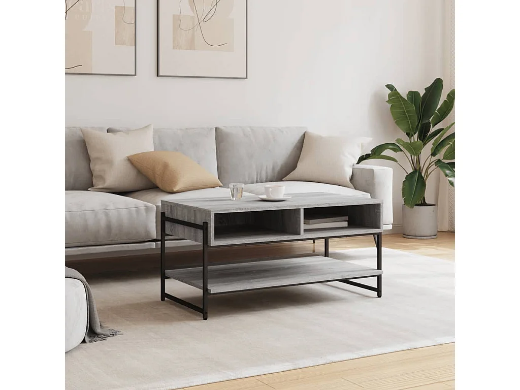 Mesa de centro 90x50x45 cm derivados de madeira cinzento sonoma