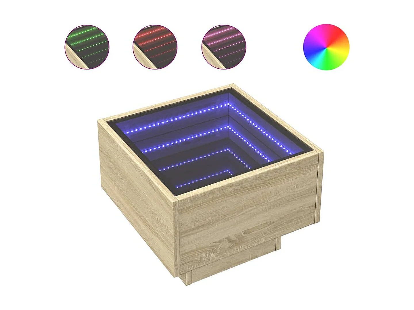 Table d'appoint et LED chêne sonoma 40x40x30 cm bois ingénierie