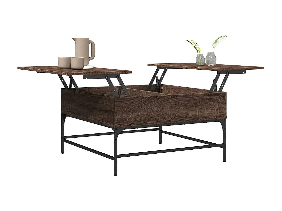 Couchtisch Braun Eichen-Optik 80x80x45 cm Holzwerkstoff Metall