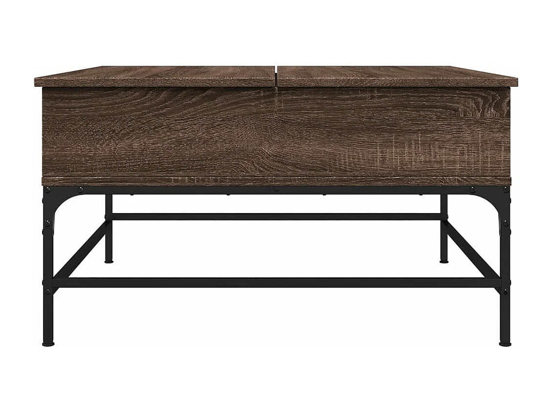 Couchtisch Braun Eichen-Optik 80x80x45 cm Holzwerkstoff Metall