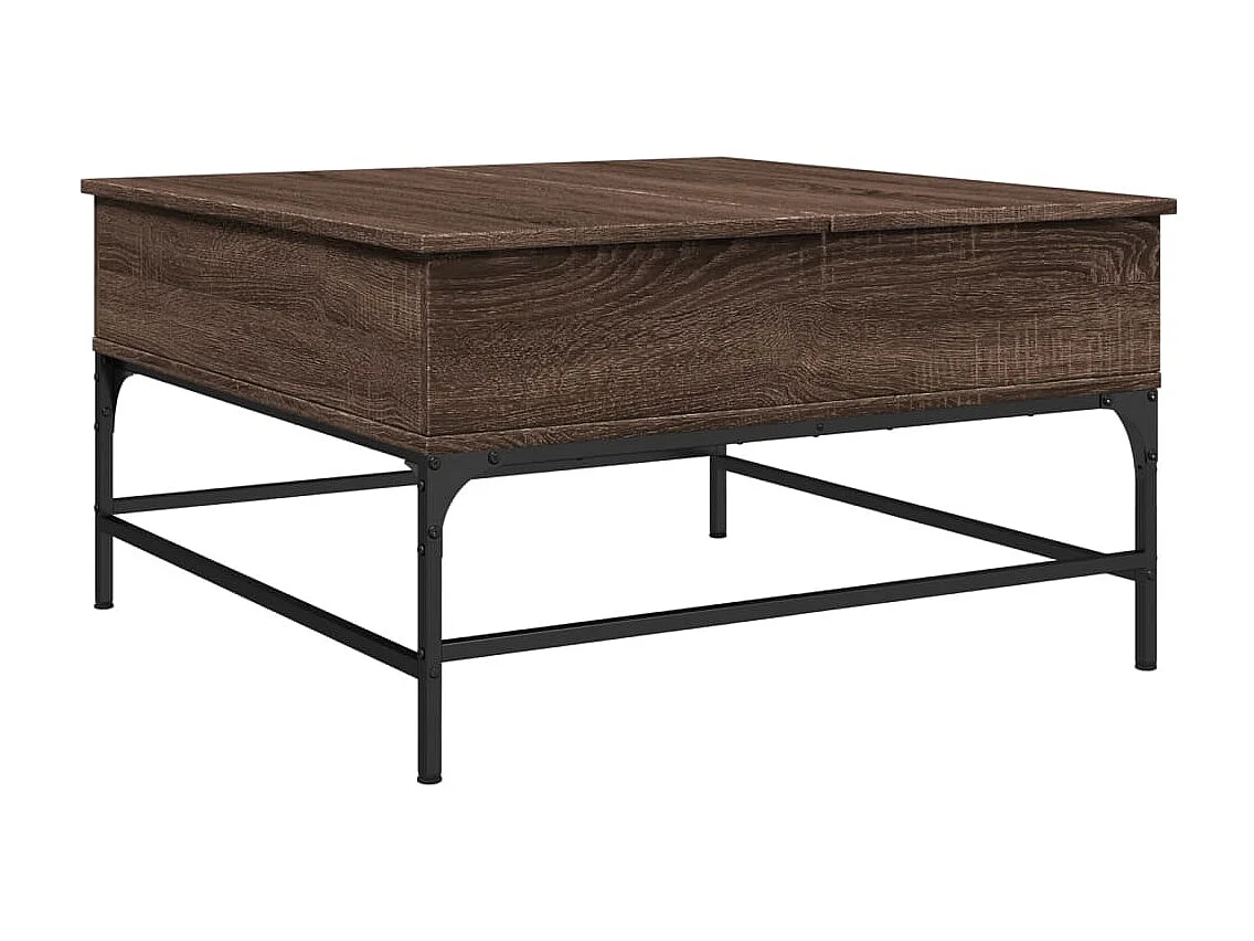 Couchtisch Braun Eichen-Optik 80x80x45 cm Holzwerkstoff Metall