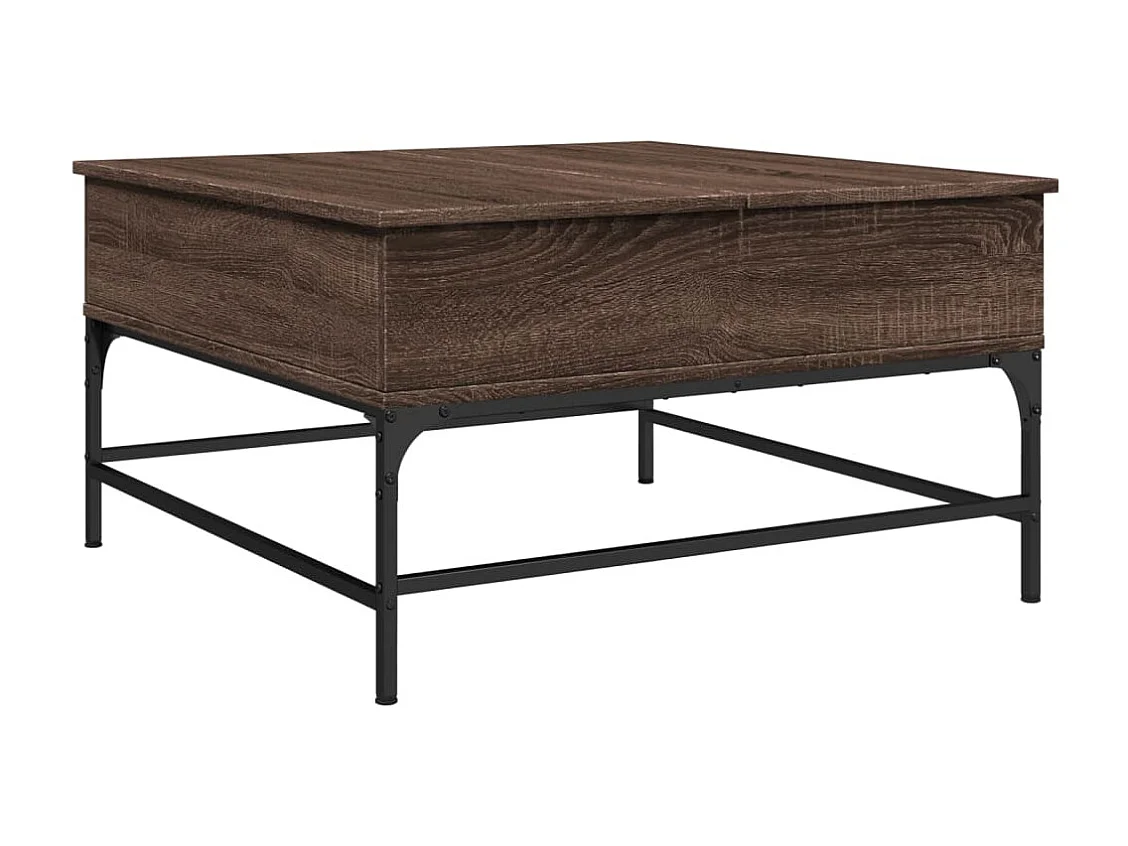 Couchtisch Braun Eichen-Optik 80x80x45 cm Holzwerkstoff Metall
